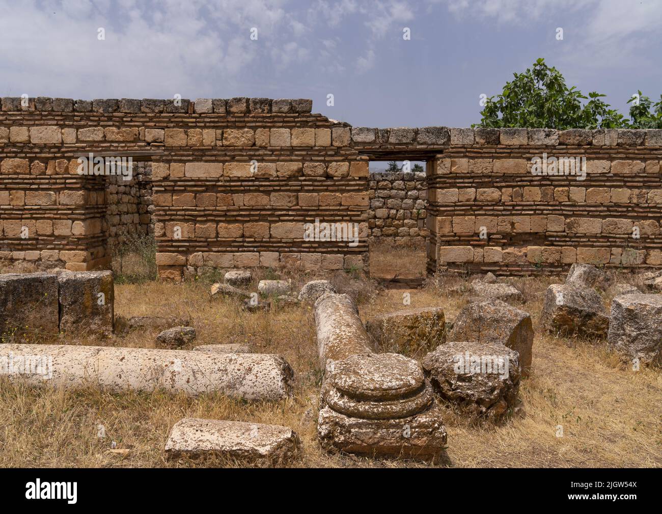 Ruinen der Umayyad Aanjar im Beeka-Tal, gouvernement Beqaa, Anjar, Libanon Stockfoto