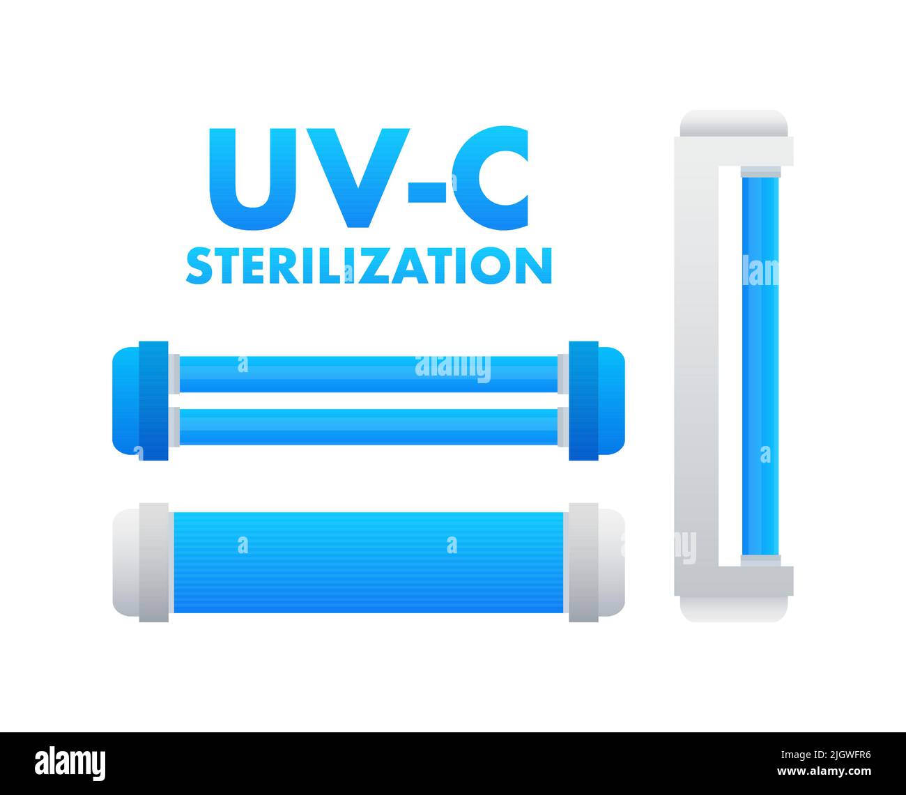 UV-c Sterilisationsgerät. Lampe mit ultravioletter Strahlung. Vektorgrafik. Stock Vektor