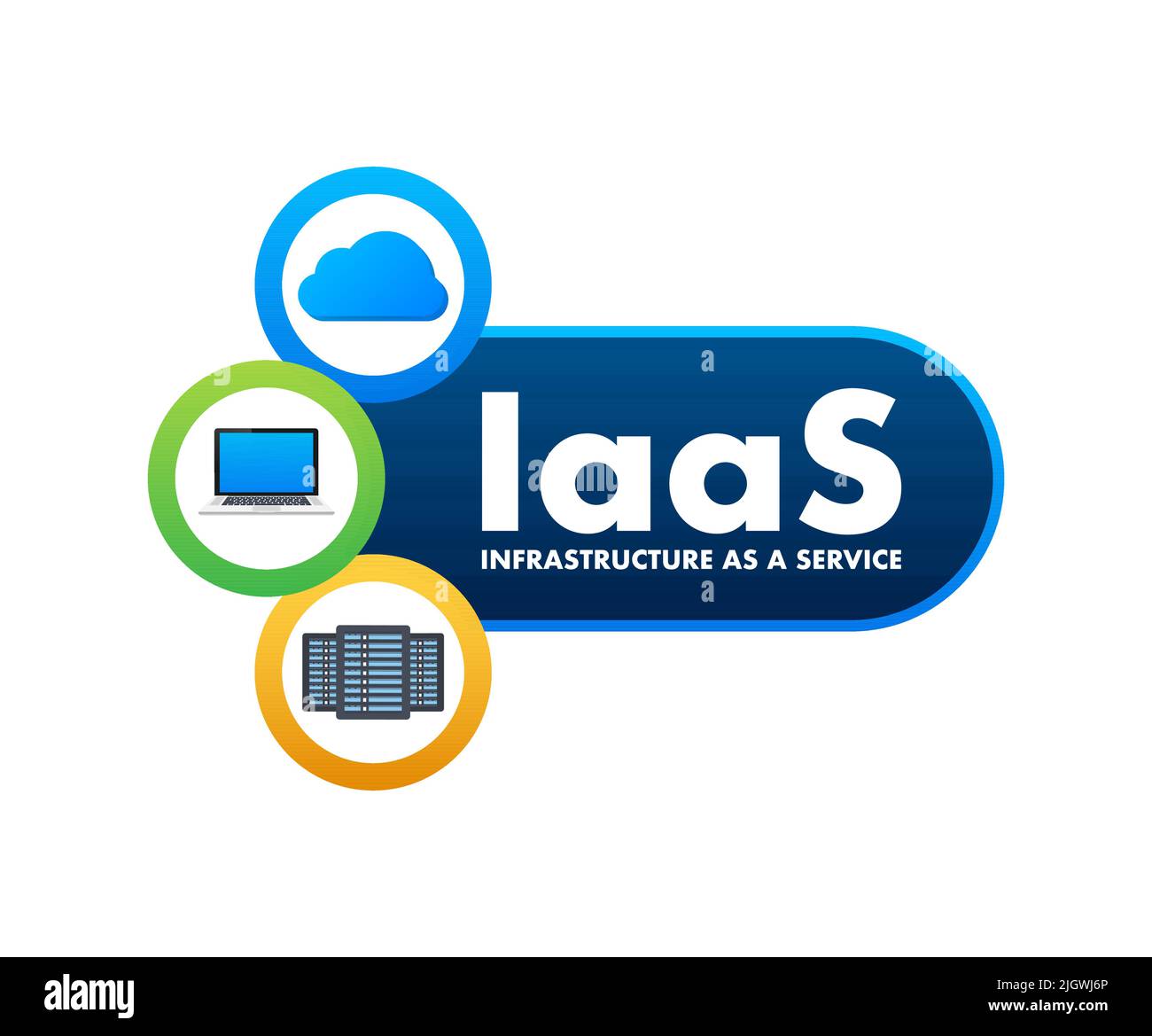 IaaS – Infrastructure as a Service. Cloud-Technologie. Symbol für Cloud-Speicher. Vektorgrafik. Stock Vektor