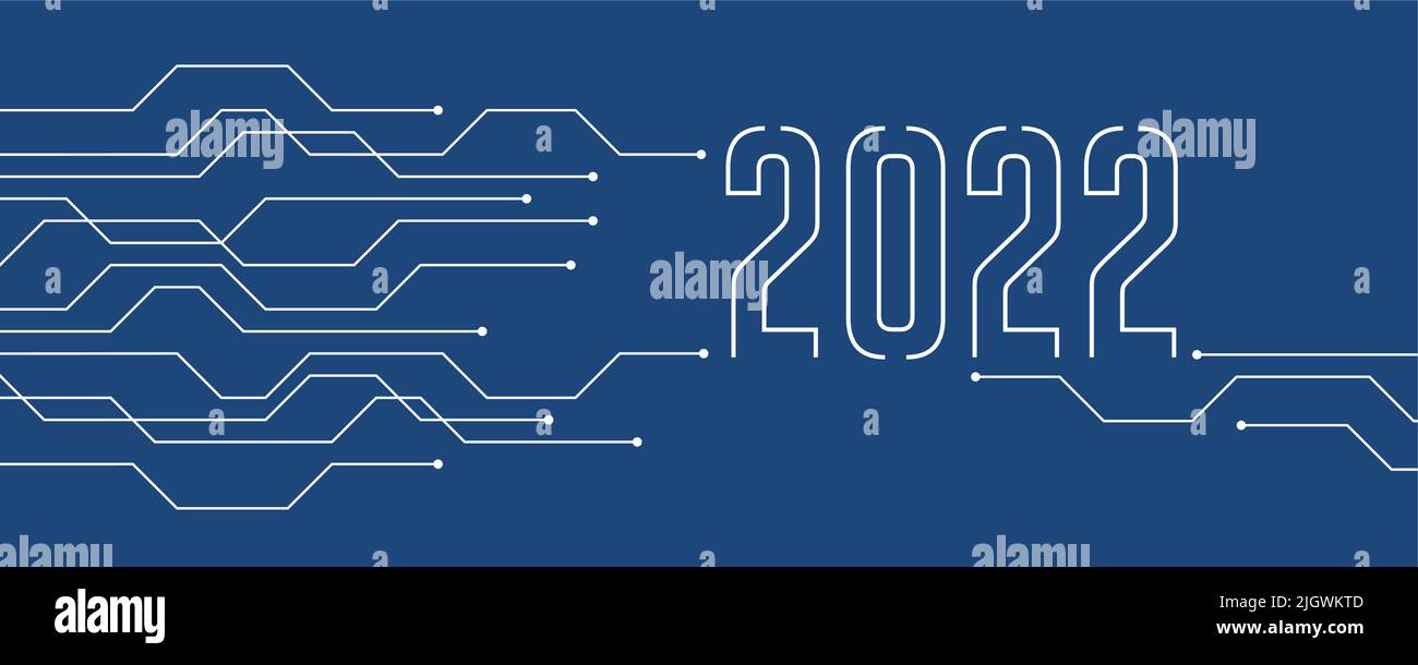 Blue Technology Banner 2022 Leiterplatte Elektronik digital Stock Vektor