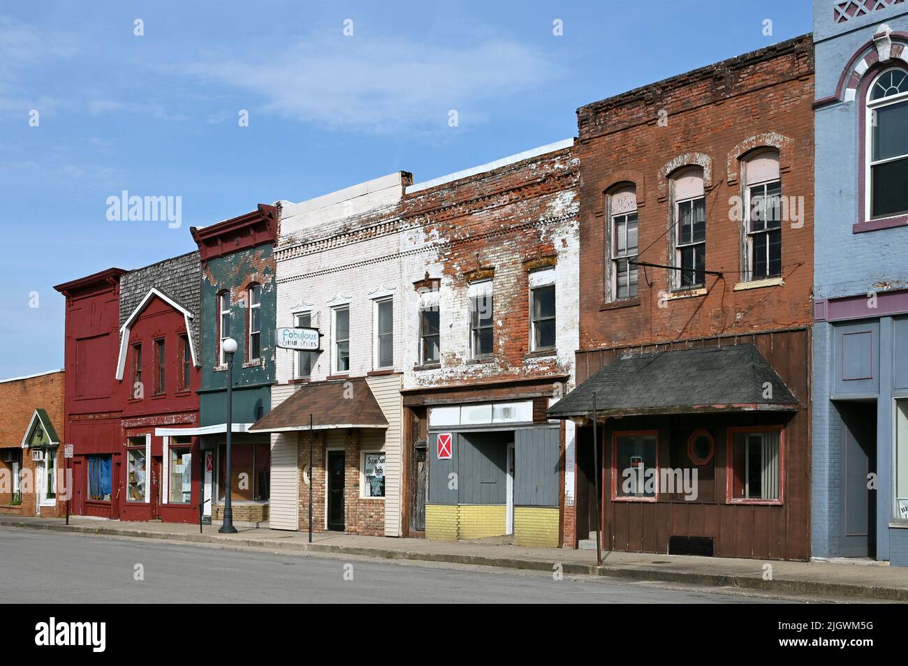 Häuserzeile im historischen Zentrum von Lincoln, Illinois, USA Stockfoto