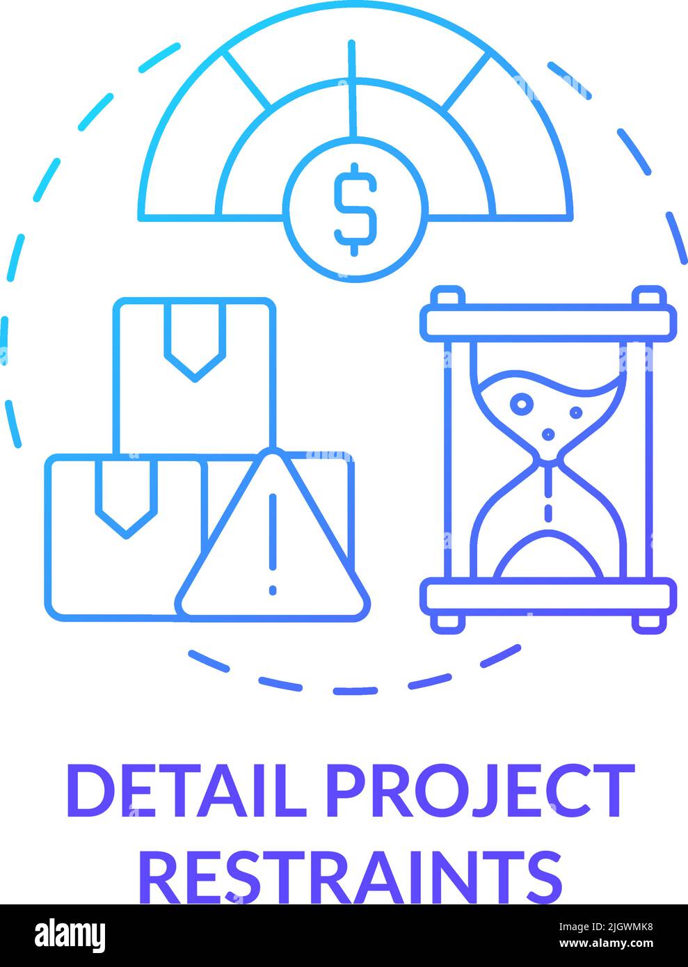Symbol für „Projekteinschränkungen“ mit blauem Farbverlauf Stock Vektor