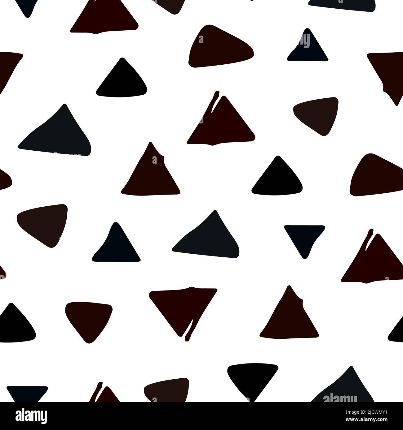 Nahtloses schwarz-weißes geometrisches Muster aus Dreiecken von Hand. Moderne modische monochrome Vektorgrafik. Stock Vektor