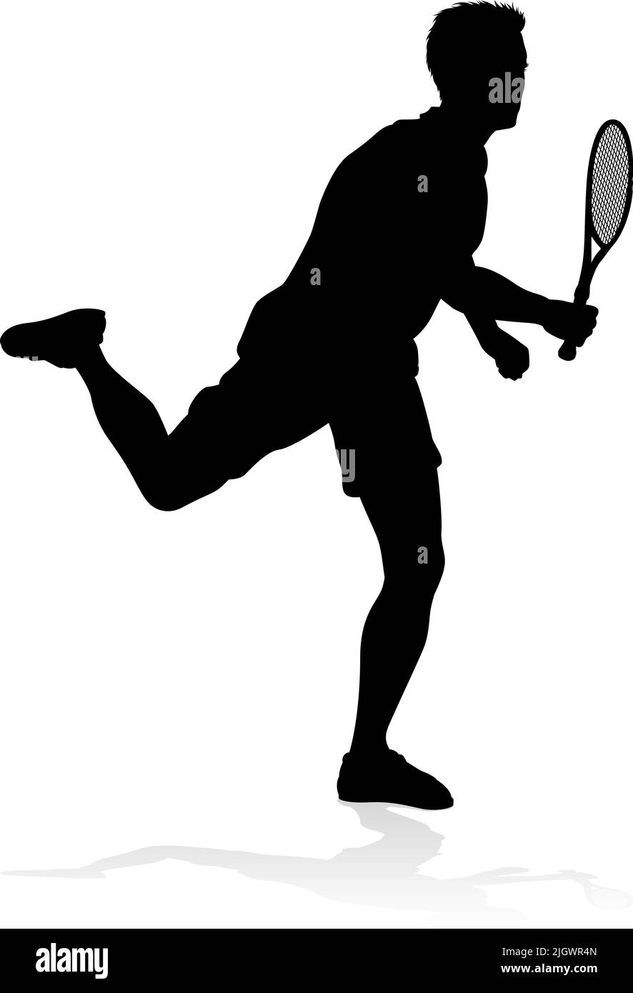 Tennis Spieler Mann Sport Person Silhouette Stock Vektor