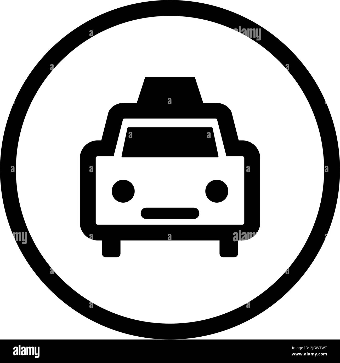 Runder Kreis und Fahrerhaus-Symbol. Taxi-Symbol. Bearbeitbarer Vektor. Stock Vektor