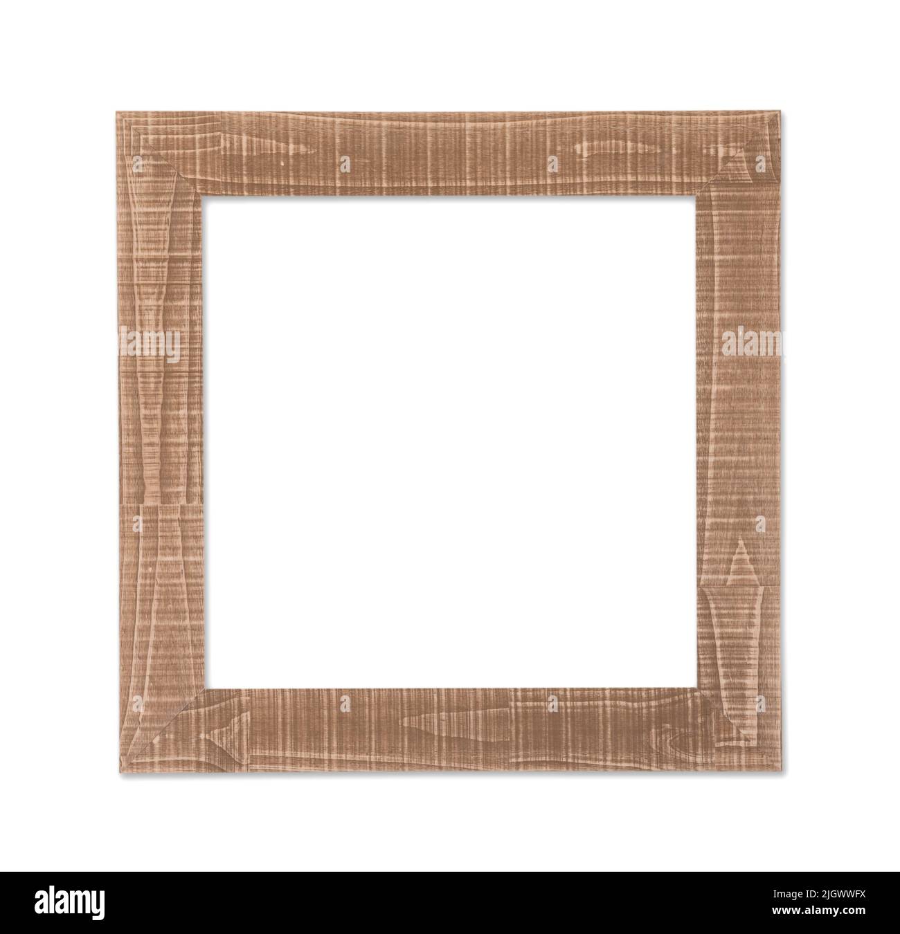 Ein isolierter, graubrauner Bilderrahmen aus Holz mit isolierter Mitte - Stockfoto Stockfoto