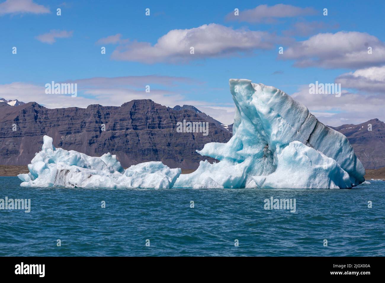 Eine allgemeine Ansicht von Jökulsárlón, der Gletscherlagune an der Südküste Islands. Bild aufgenommen am 9.. Juli 2022. © Belinda Jiao jiao.bilin@gmail.com 0759 Stockfoto