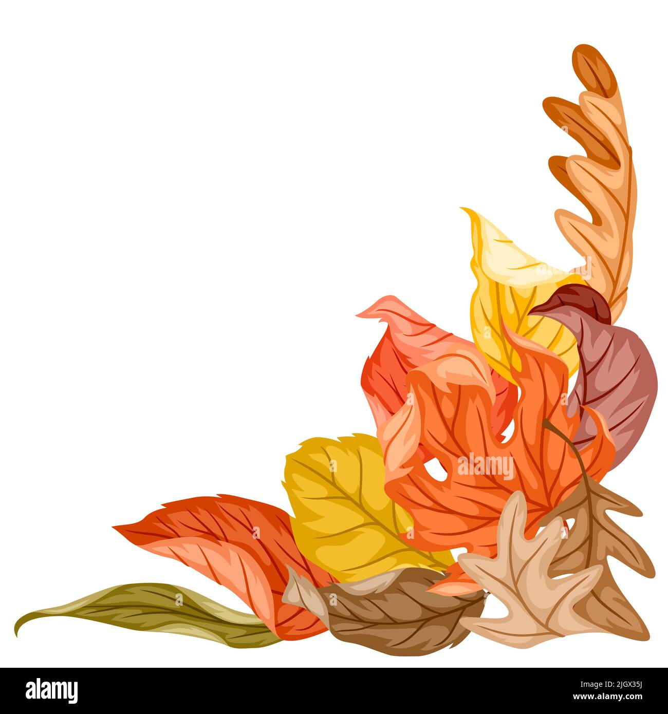 Dekoratives Element mit Herbstlaub. Abbildung der fallenden Blätter. Stock Vektor