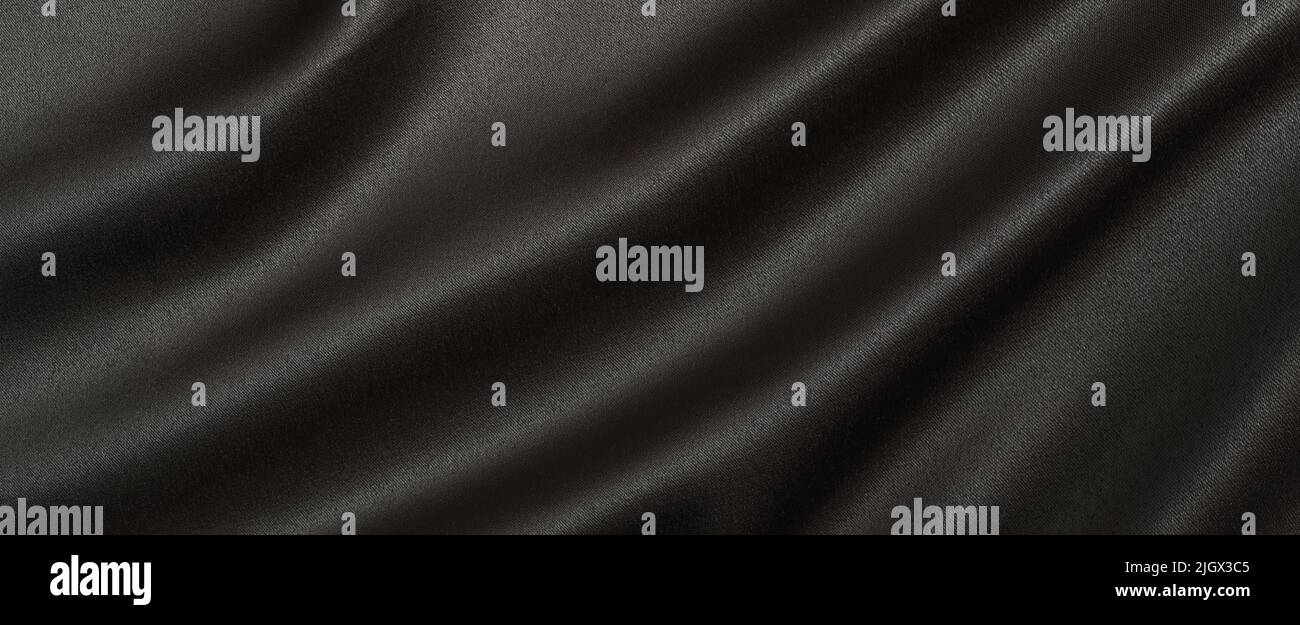 Schwarzer glänzender Stoff Textur Hintergrund Stockfoto