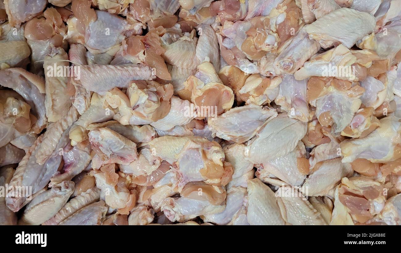 RAW Chicken Wings Hintergrund. Fotobild Stockfoto