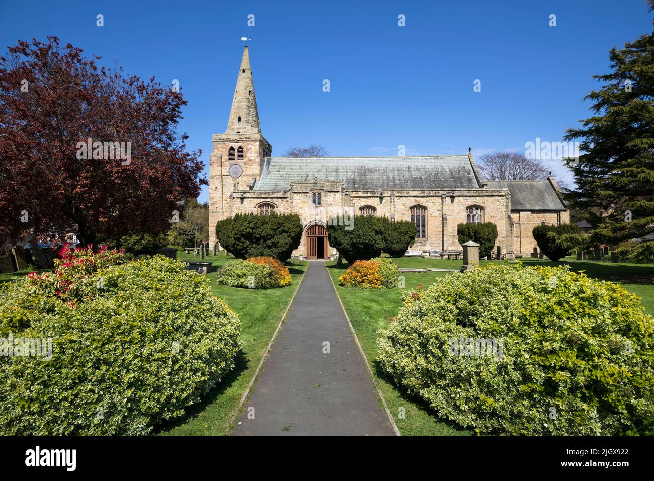 St. Lawrence's Church, Warkworth, Northumberland, England, Vereinigtes Königreich, Europa Stockfoto