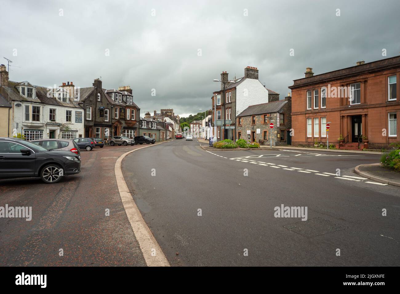 High Street, Moffat, Schottland, Großbritannien Stockfoto