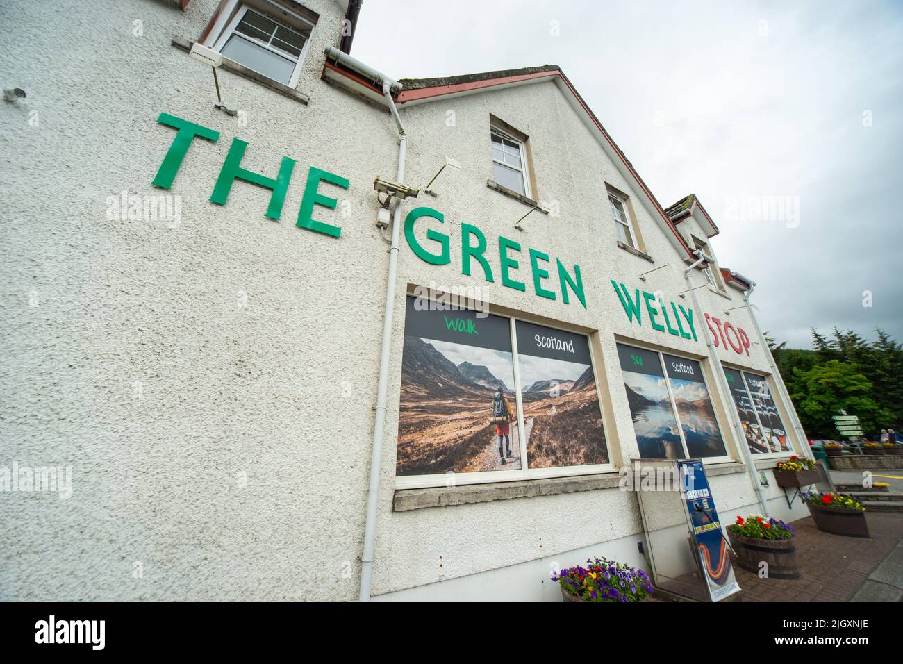 Der Green Welly Stop, Tankstellen, Restaurants und Raststellen auf der A82 in Tyndrum, Schottland, Großbritannien Stockfoto