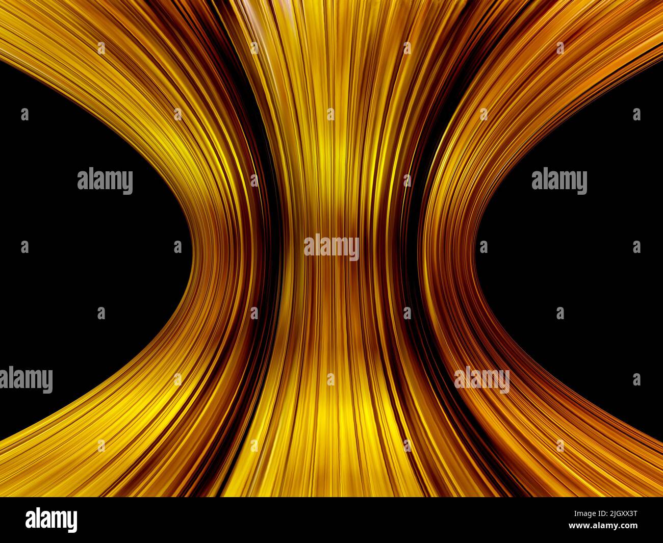 Abstrakter Hintergrund mit unendlichen Lichtspuren von Goldfarbe. Stockfoto