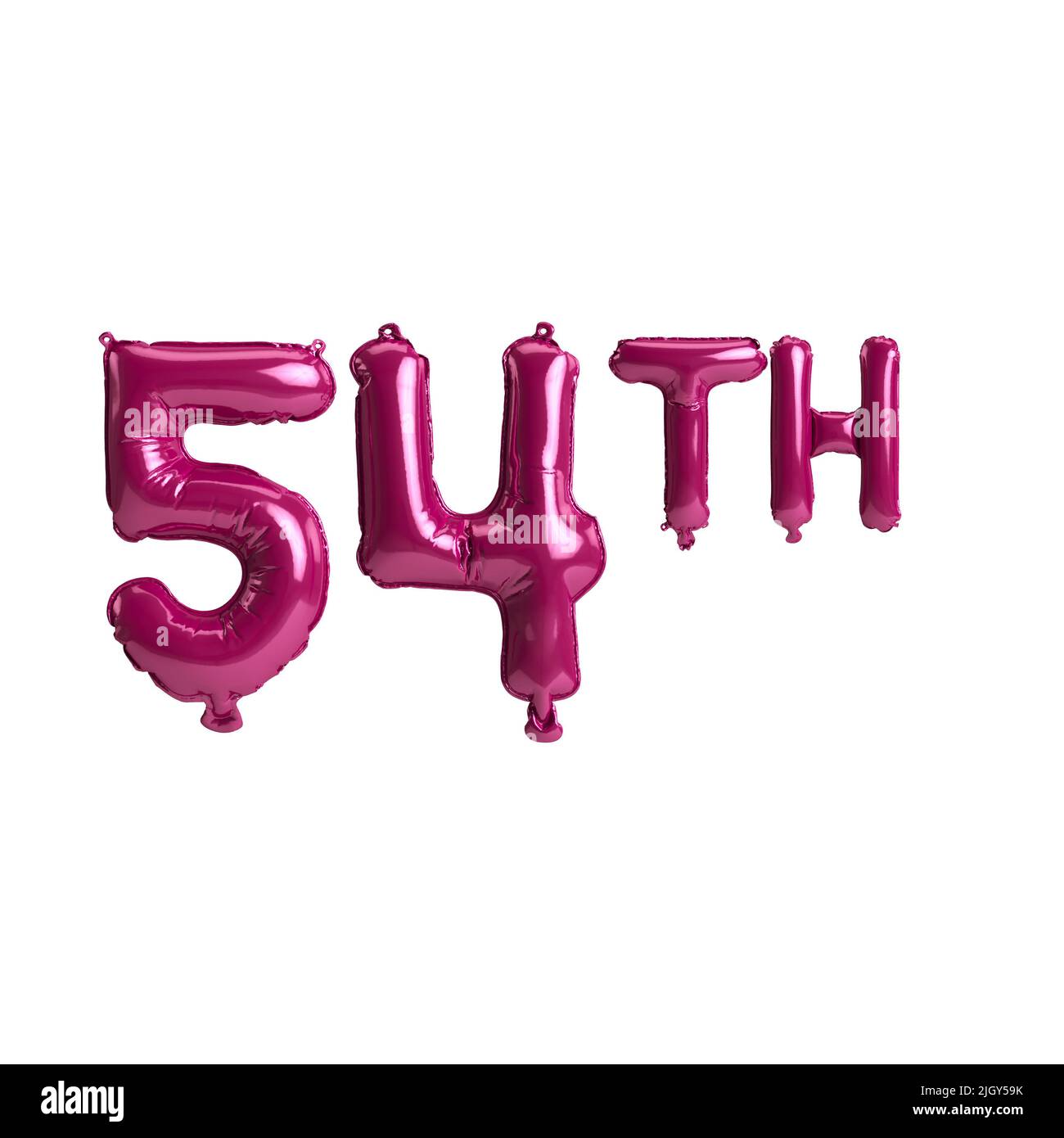 3D Abbildung von 54. dunkelrosa Ballons isoliert auf dem Hintergrund Stockfoto