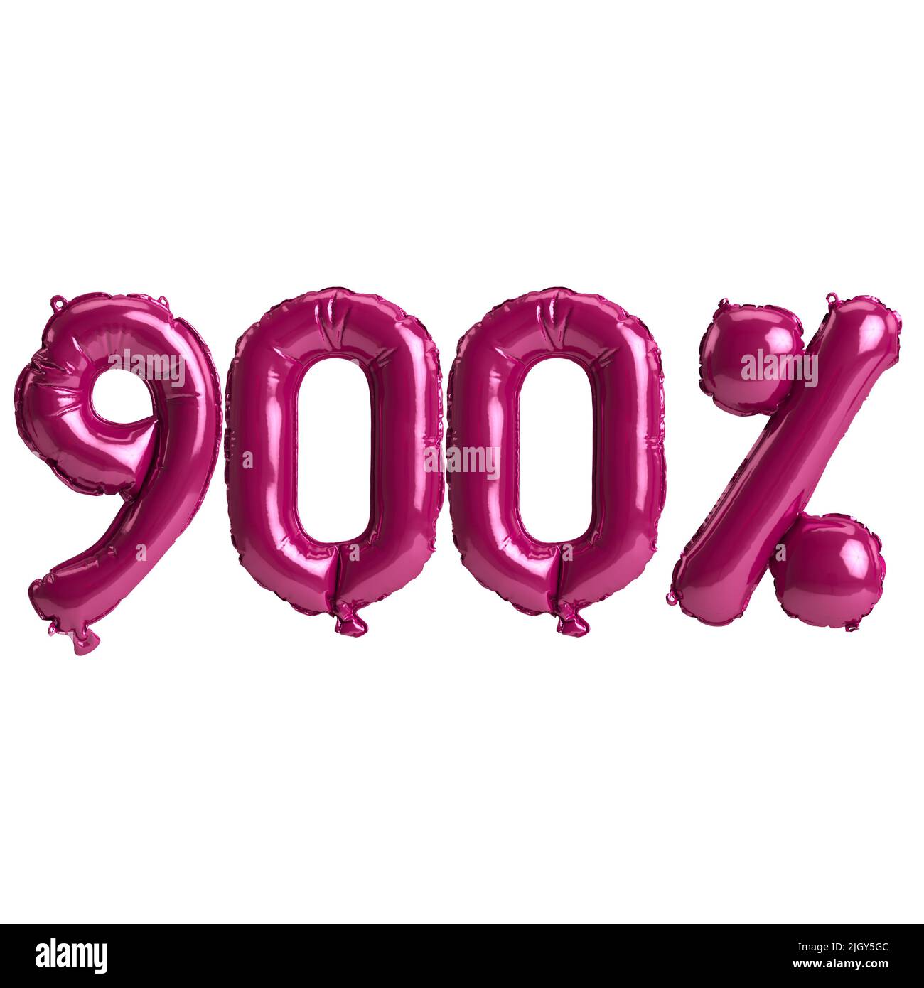 3D Darstellung von 900 Prozent dunkelrosa Ballons isoliert auf dem Hintergrund Stockfoto