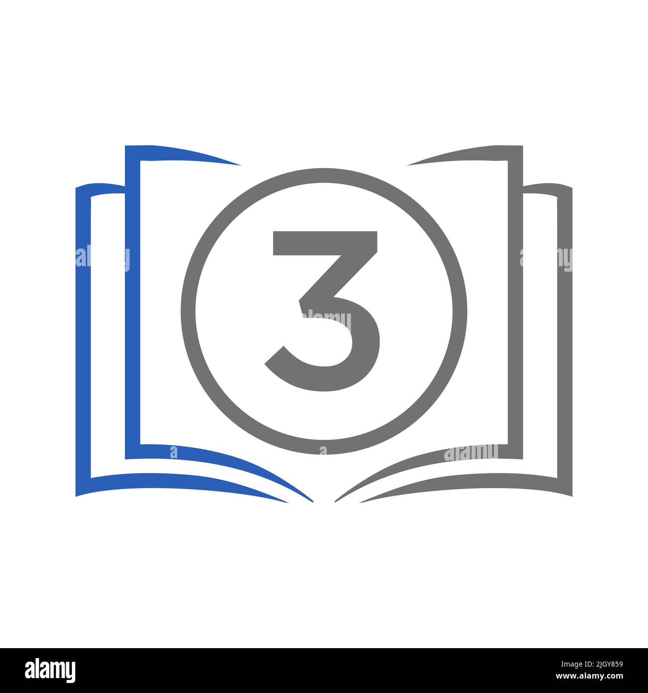 Bildungslogo Auf Der Vorlage „Letter 3“. Open Book Logo Auf 3 Letter, Erste Vorlage Für Bildungszeichen-Konzept Stock Vektor