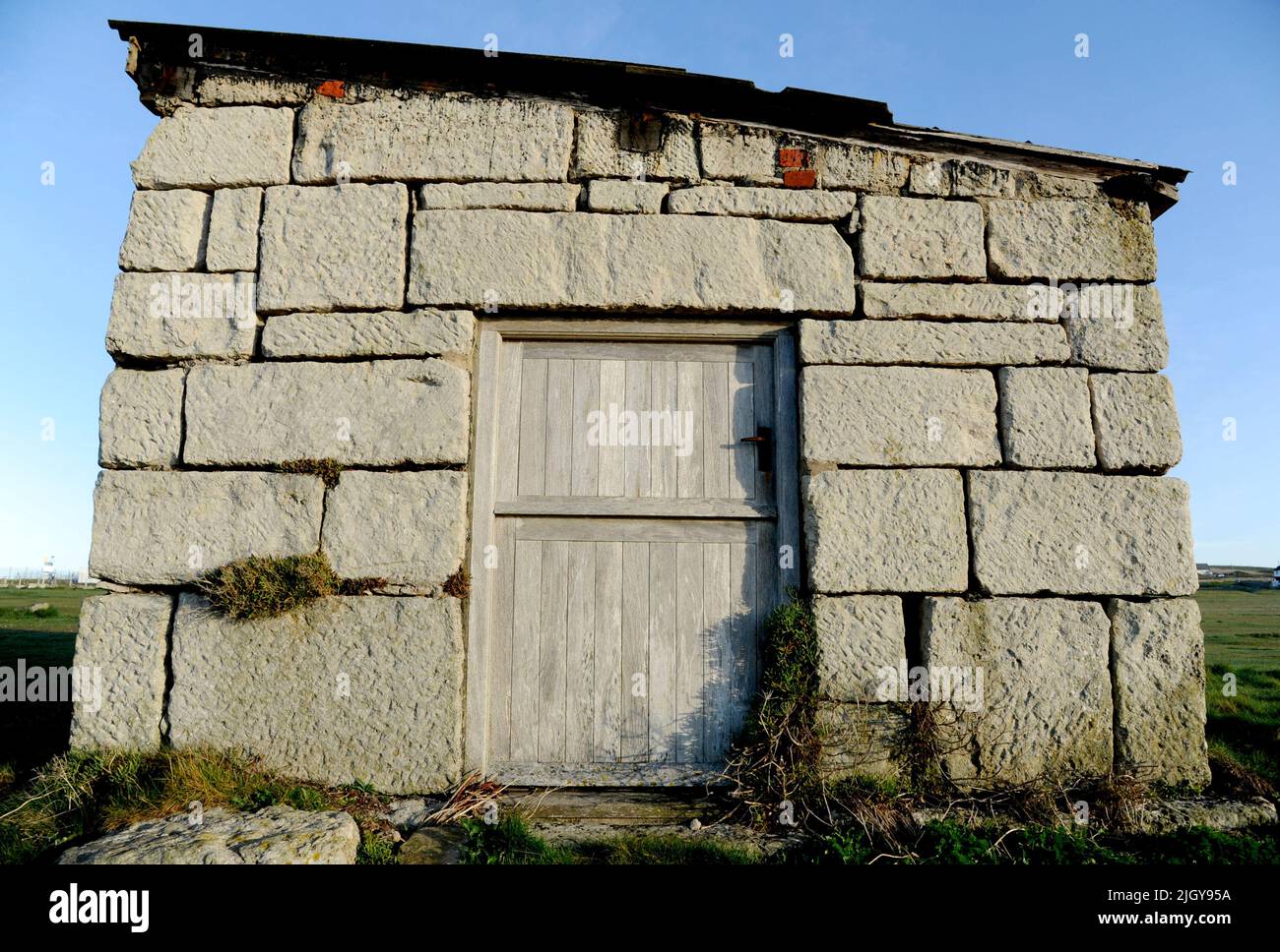 Portland Stone Fisherman's Hut in Portland Bill, Jurassic Coast Dorset England Großbritannien Stockfoto