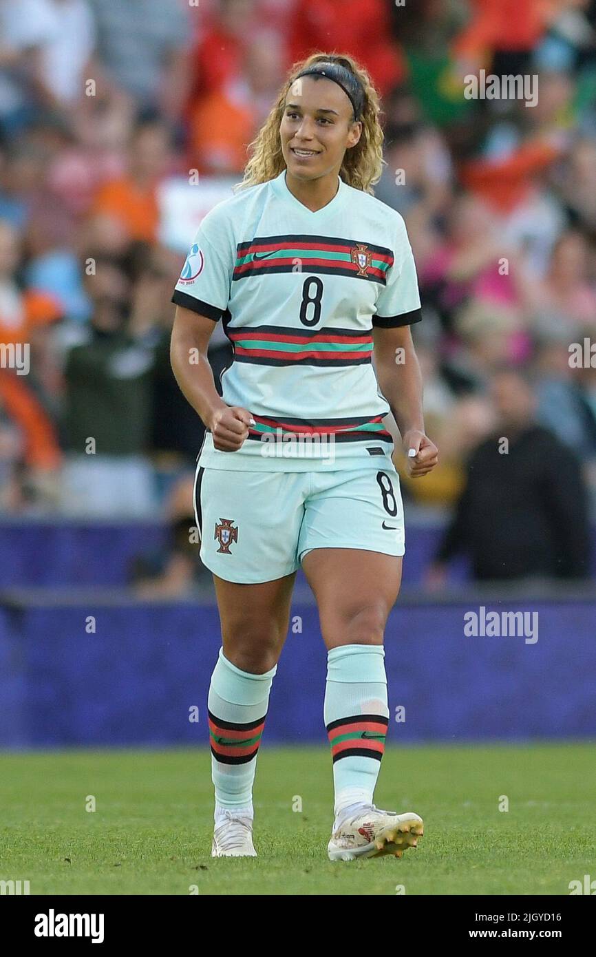 Wigan, England: 13/07/2022, 13.. Juli 2022, Leigh Sports Village, Wigan, England: Internationaler Fußball für Frauen, Niederlande gegen Portugal: Andreia Norton aus Portugal Stockfoto
