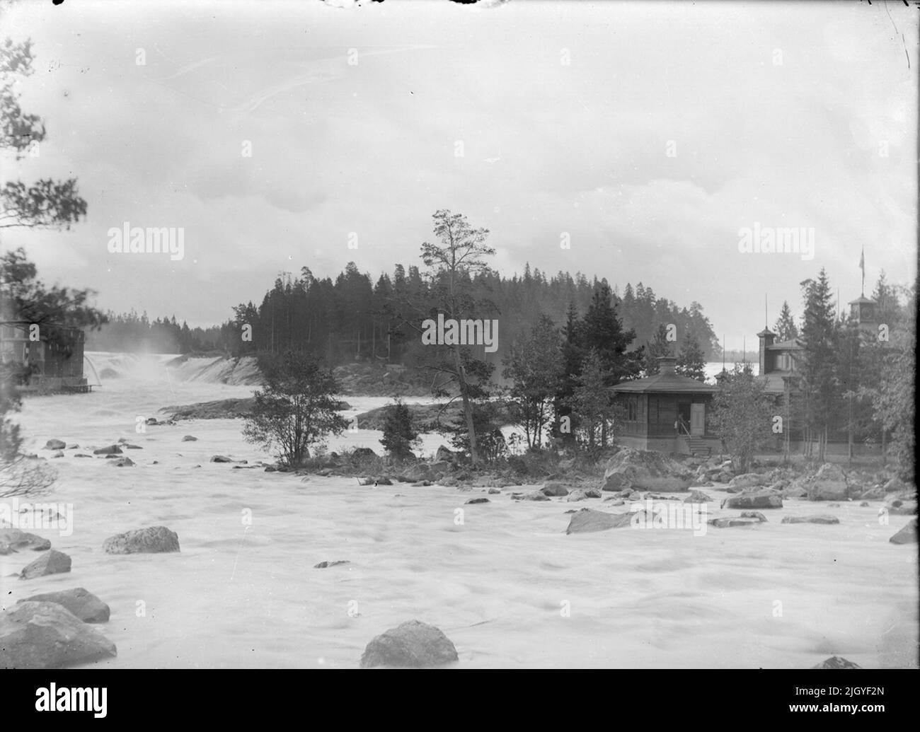 Dalälven mit Älvkarlebyfallen, Älvkarleby, Uppland vor 1914. Dalälven