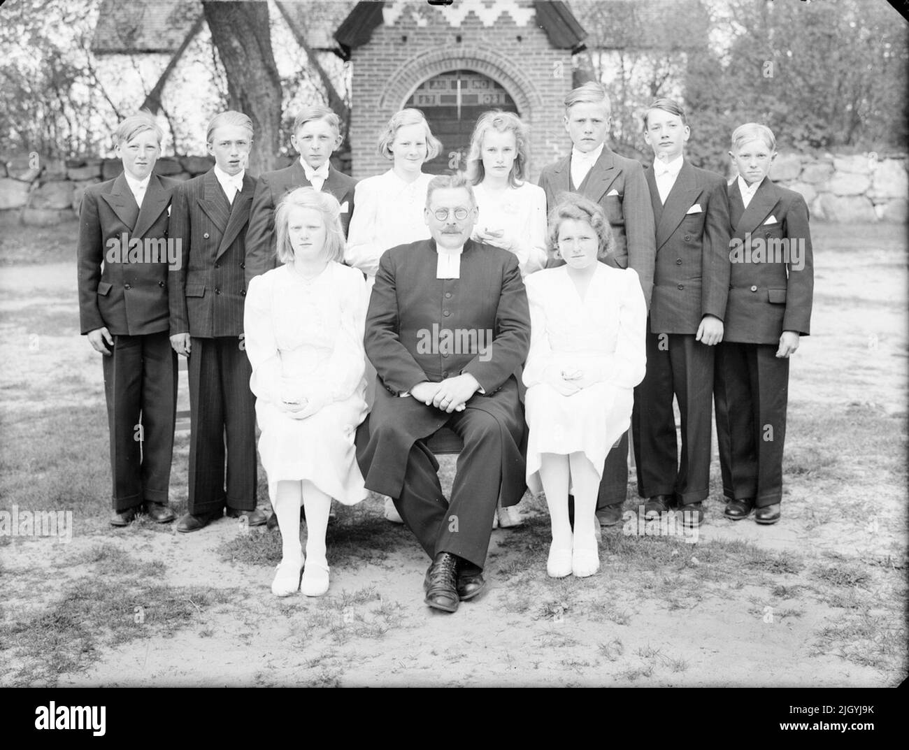 Confirmants, Gemeinde Valö, Uppland. Confirmants, Valö Parish, Uppland Stockfoto