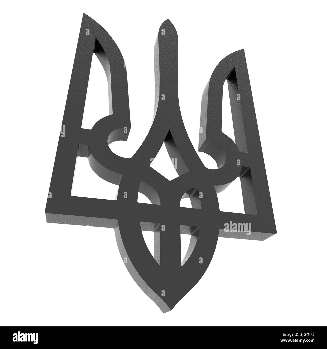 Ein 3D, das ukrainisches Wappen, das Staatssymbol darstellt Stockfoto