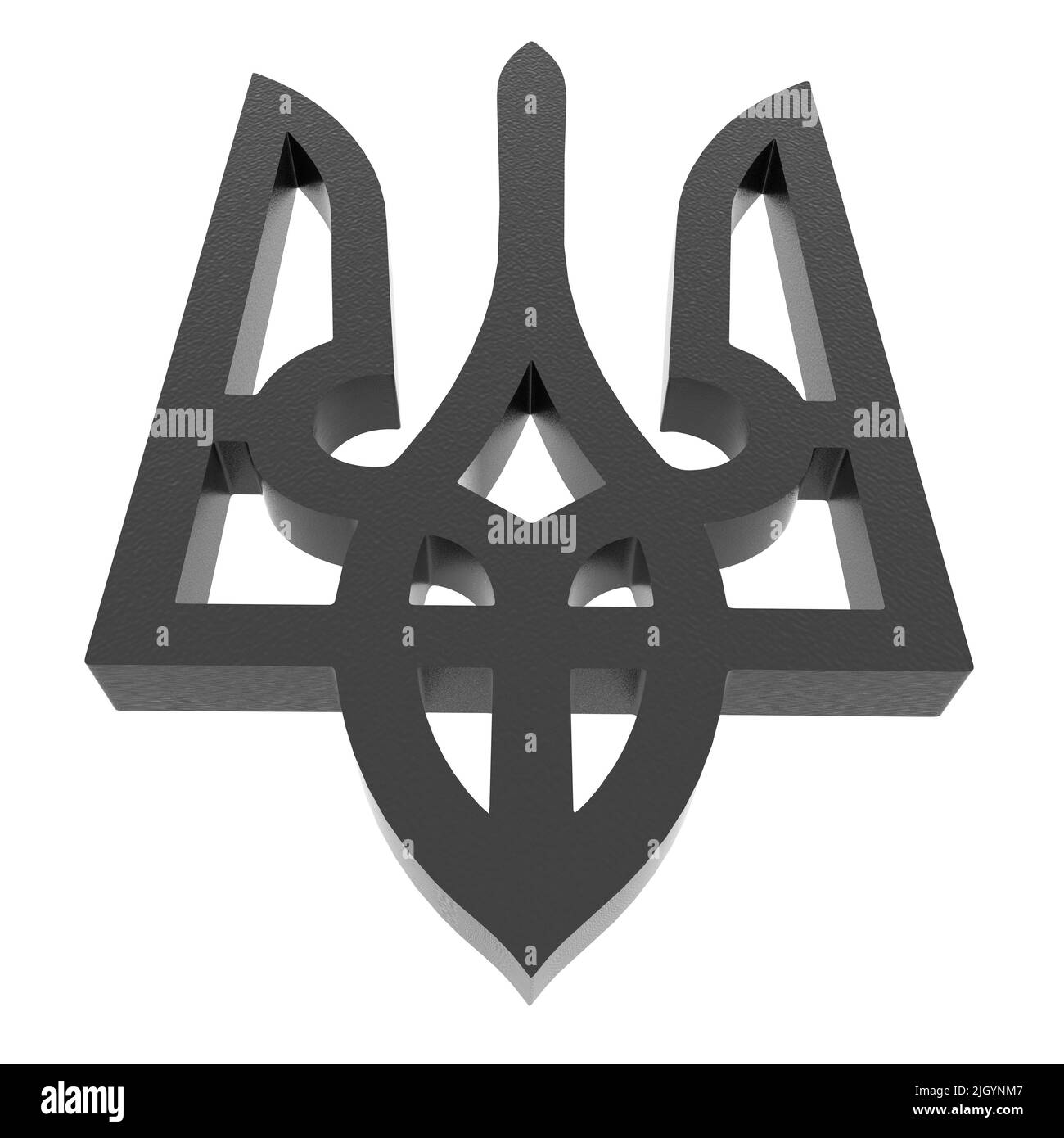 Ein 3D, das ukrainisches Wappen, das Staatssymbol darstellt Stockfoto