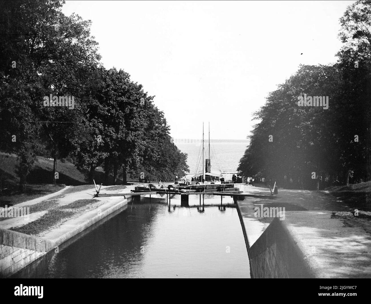 Borenshults Schleusen, Göta-Kanal, Motala, Östergötland 1938. Borenshults Schleusen, Göta-Kanal, Motala, Östergötland 1938 Stockfoto