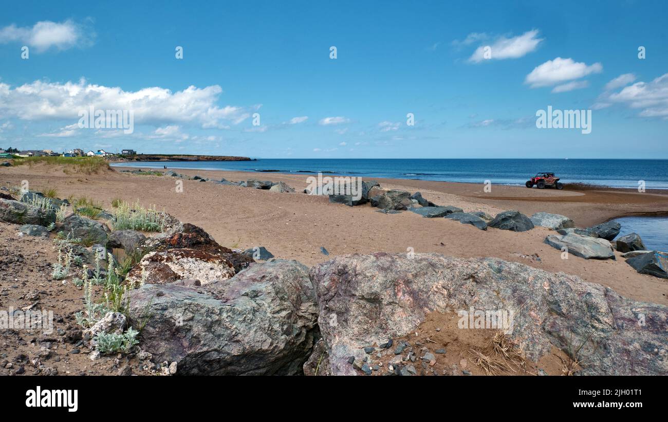 Florence Beach liegt in der Nähe der Städte Florence und Sydney Mines am Cape Breton. Dieser Sandstrand ist bei Einheimischen sehr beliebt. Stockfoto