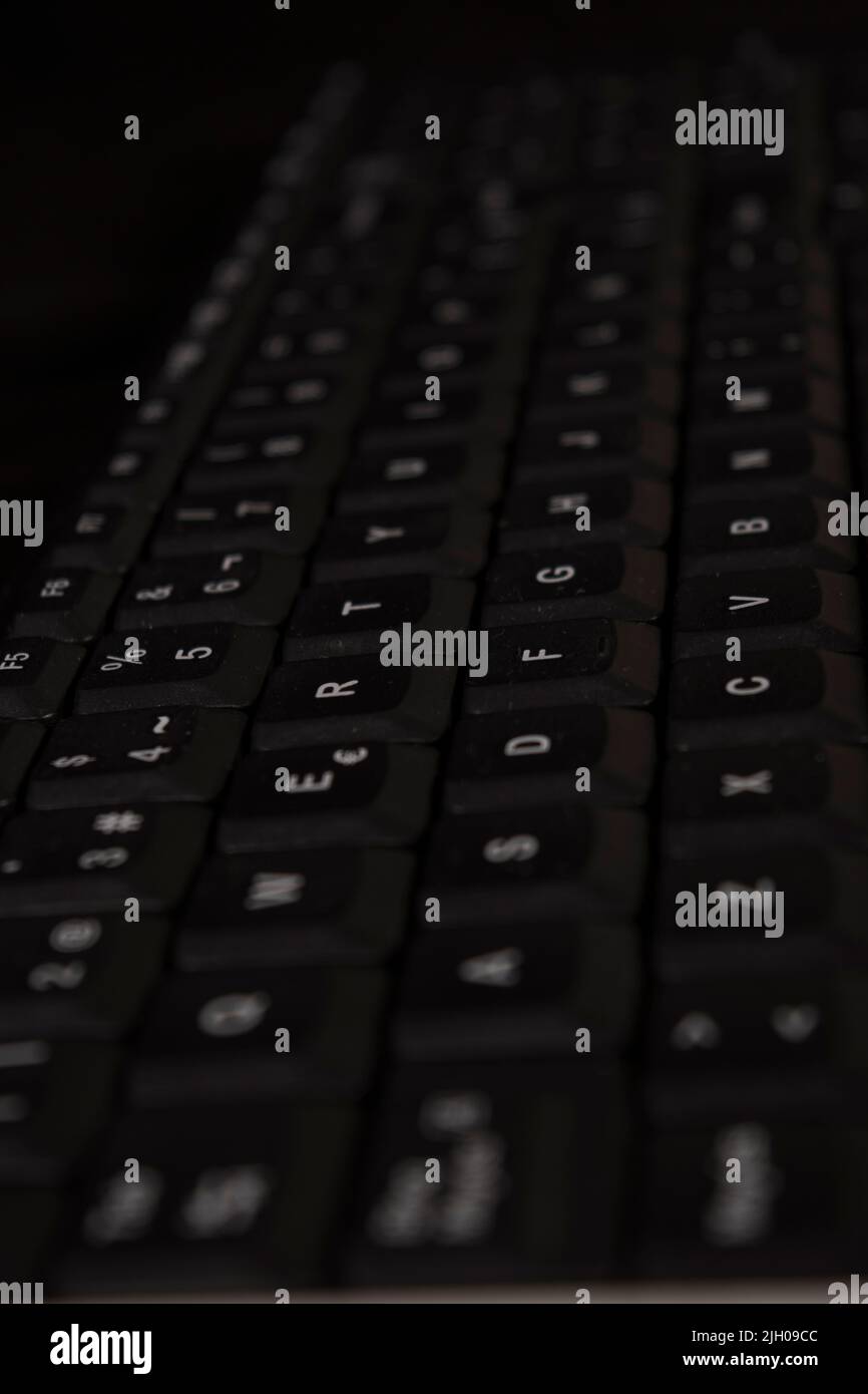 Großaufnahme von Buchstaben auf einer Tastatur Stockfoto