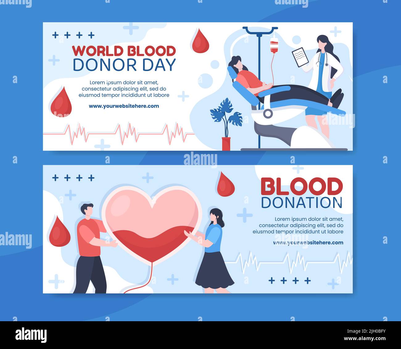 Welt Blut Spender Tag Banner Vorlage Flache Cartoon Hintergrund Vektor Illustration Stock Vektor