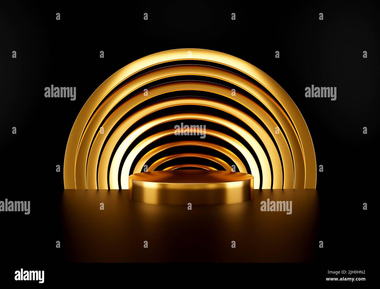 Abstrakt Gold und schwarz Kreis Podium Hintergrund 3D für Web und Print Stockfoto