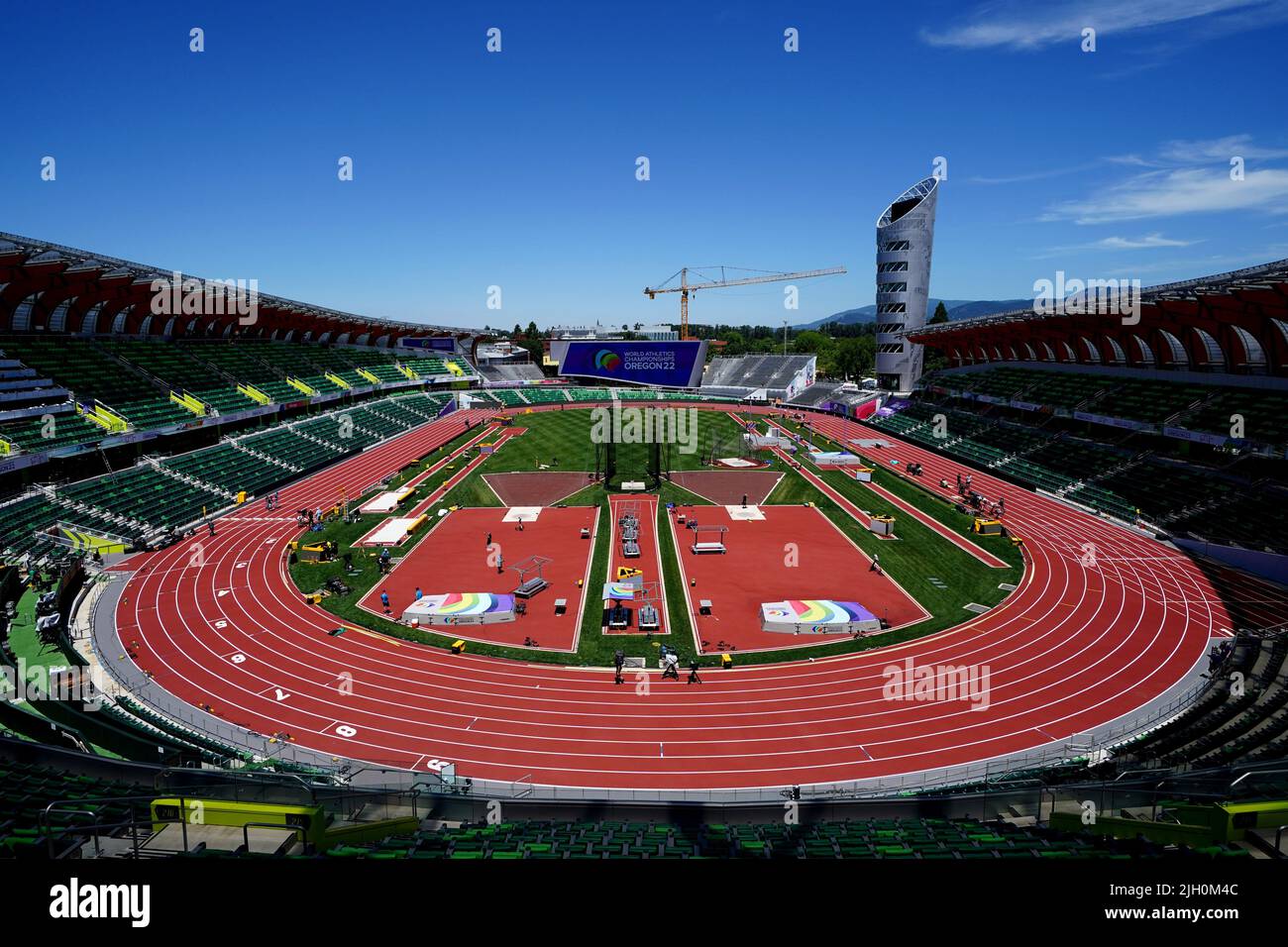 Eine allgemeine Sicht auf Hayward Field an der University of Oregon in den Vereinigten Staaten, vor den Leichtathletik-Weltmeisterschaften. Bilddatum: Mittwoch, 13. Juli 2022. Stockfoto