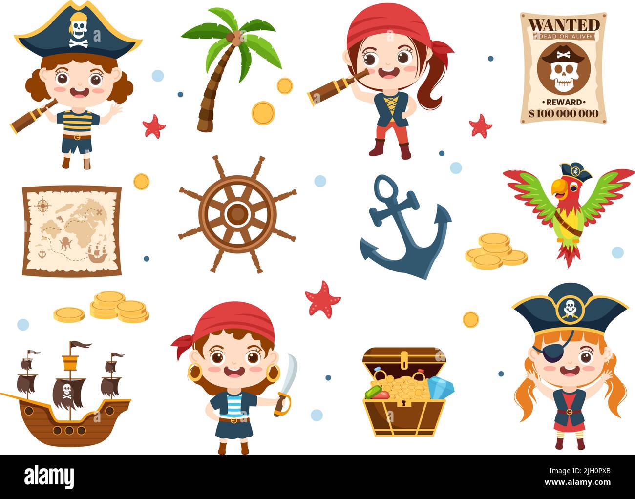 Piraten cartoons schatzkarte -Fotos und -Bildmaterial in hoher