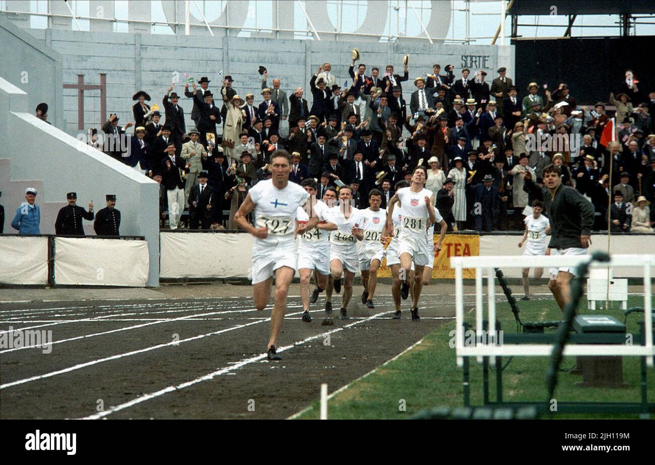 Athleten auf der Laufstrecke, Wagen, 1981 Stockfoto