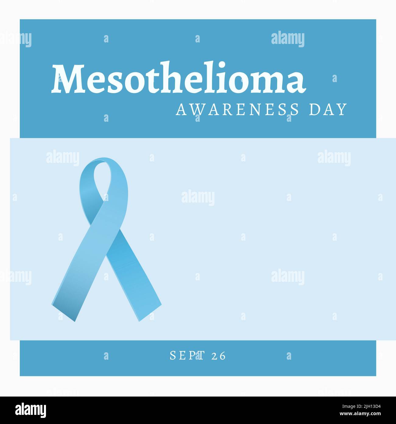 Quadratisches Bild von Mesothelomia-Text mit blauem Band Stockfoto