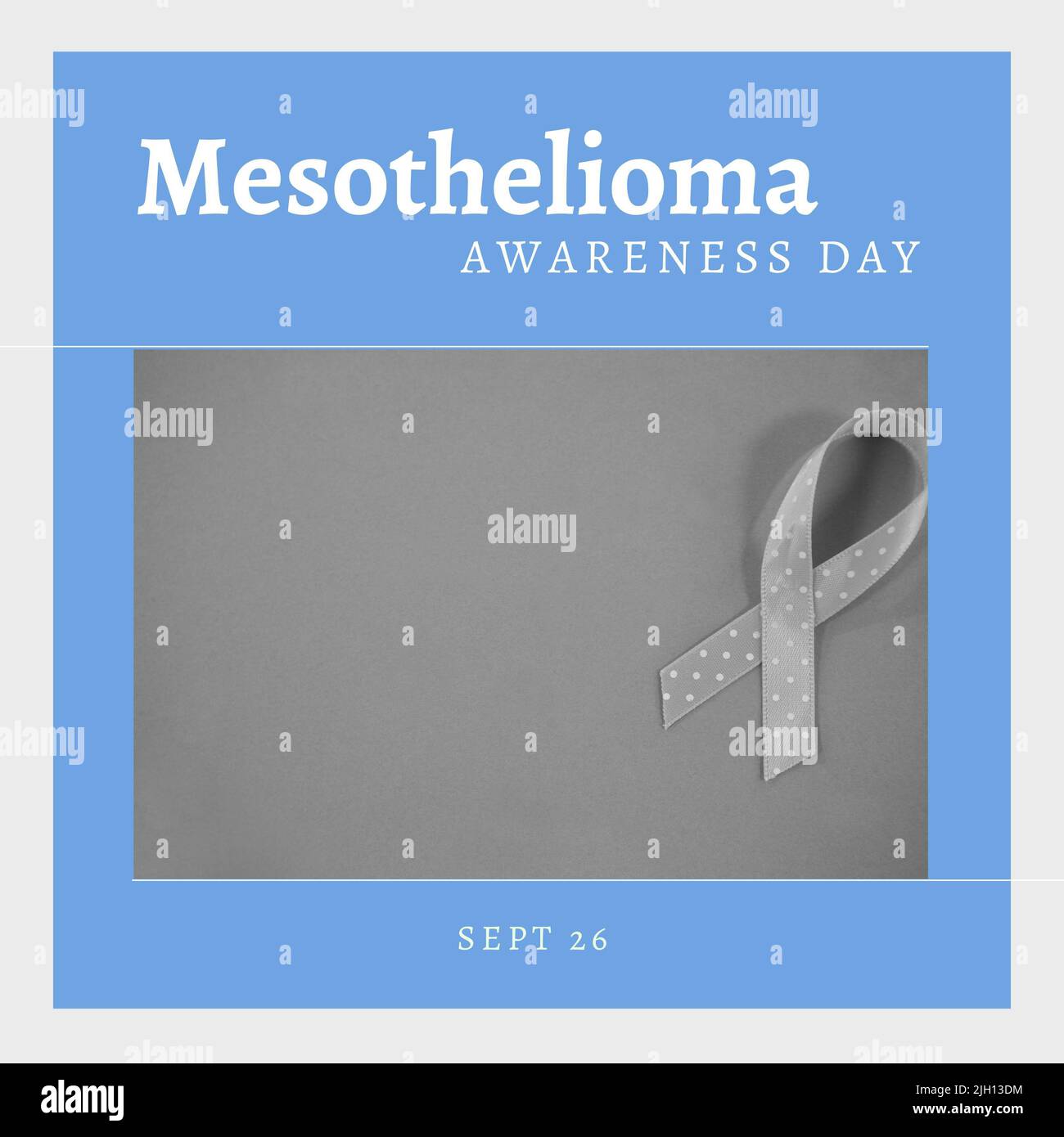 Quadratisches Bild von Mesothelomia-Text mit blauem Band Stockfoto