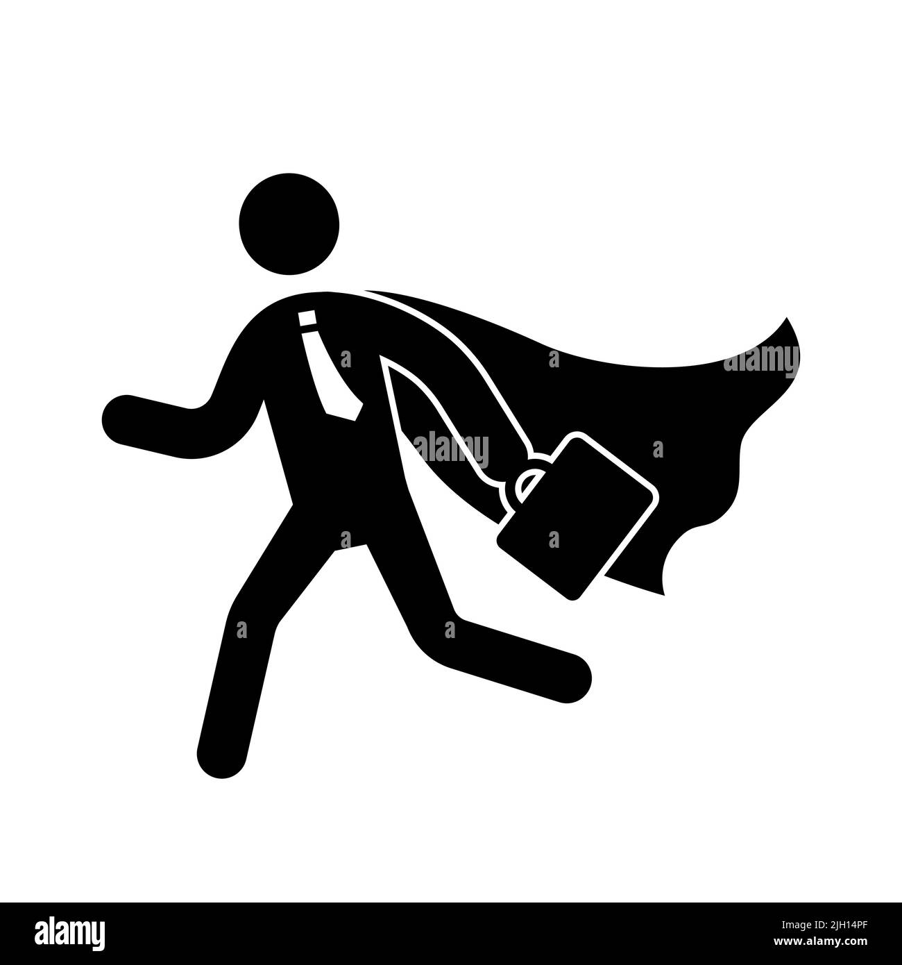 Superhelden Business Piktogramm Mann Icon Set. Superhelden Geschäftsmann fliegenden Stock Figur. Sieger Arbeiter, Arbeitgeber Piktogramm Person. Vektorgrafik. Stock Vektor