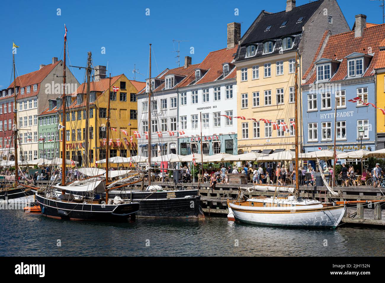 Ikonisches Nyhavn in Kopenhagen, Dänemark Stockfoto