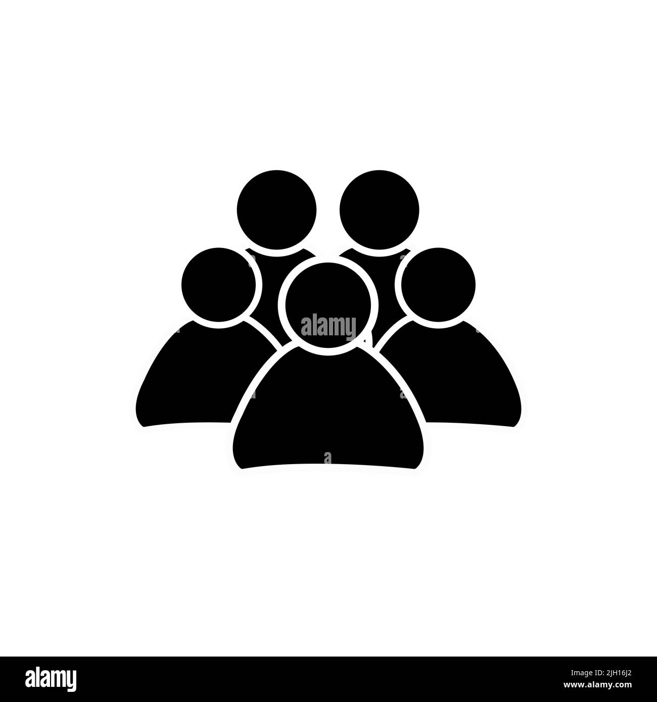 Fünf Personen, Ikone. Illustration der Menge von Menschen Symbol Silhouetten Vektor. Symbol für soziale Netzwerke. Flaches Design. Stock Vektor