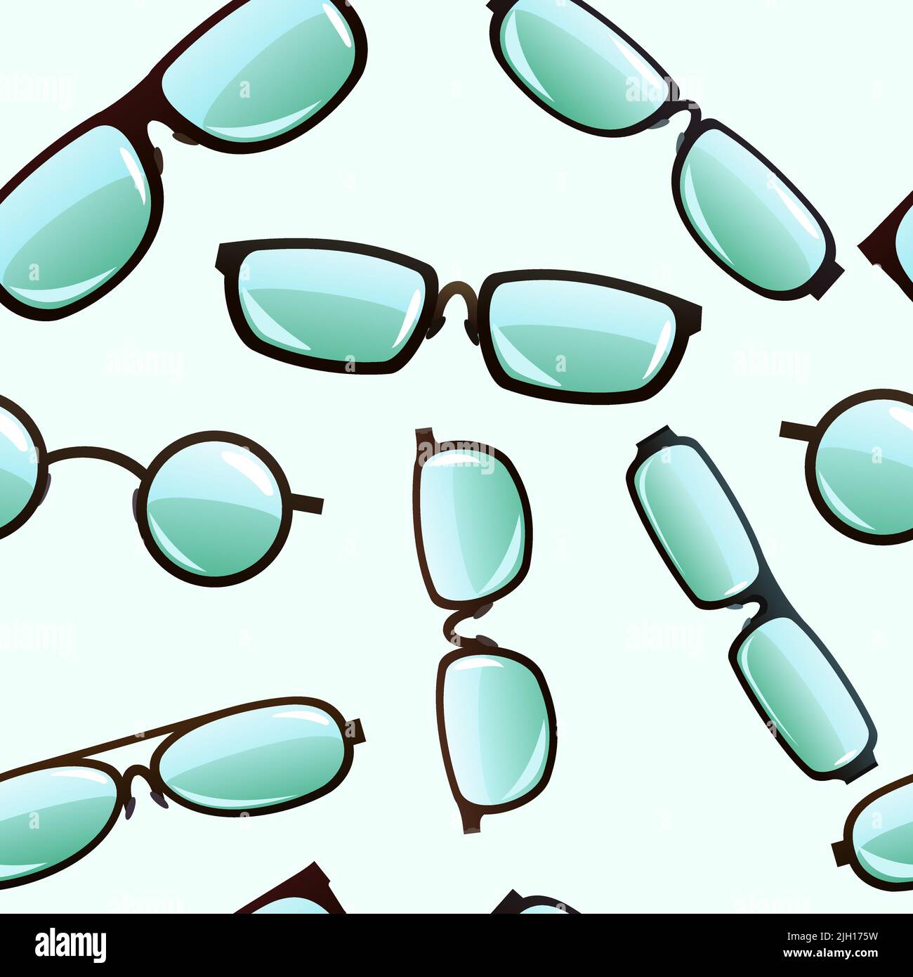 Brillensatz. Optisches Instrument für besseres Sehen. Nahtloses Muster. Objekt auf weißem Hintergrund isoliert. Vektor Stock Vektor