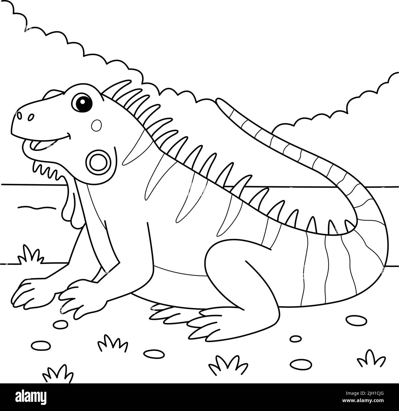Iguana Tier Färbung Seite für Kinder Stock Vektor