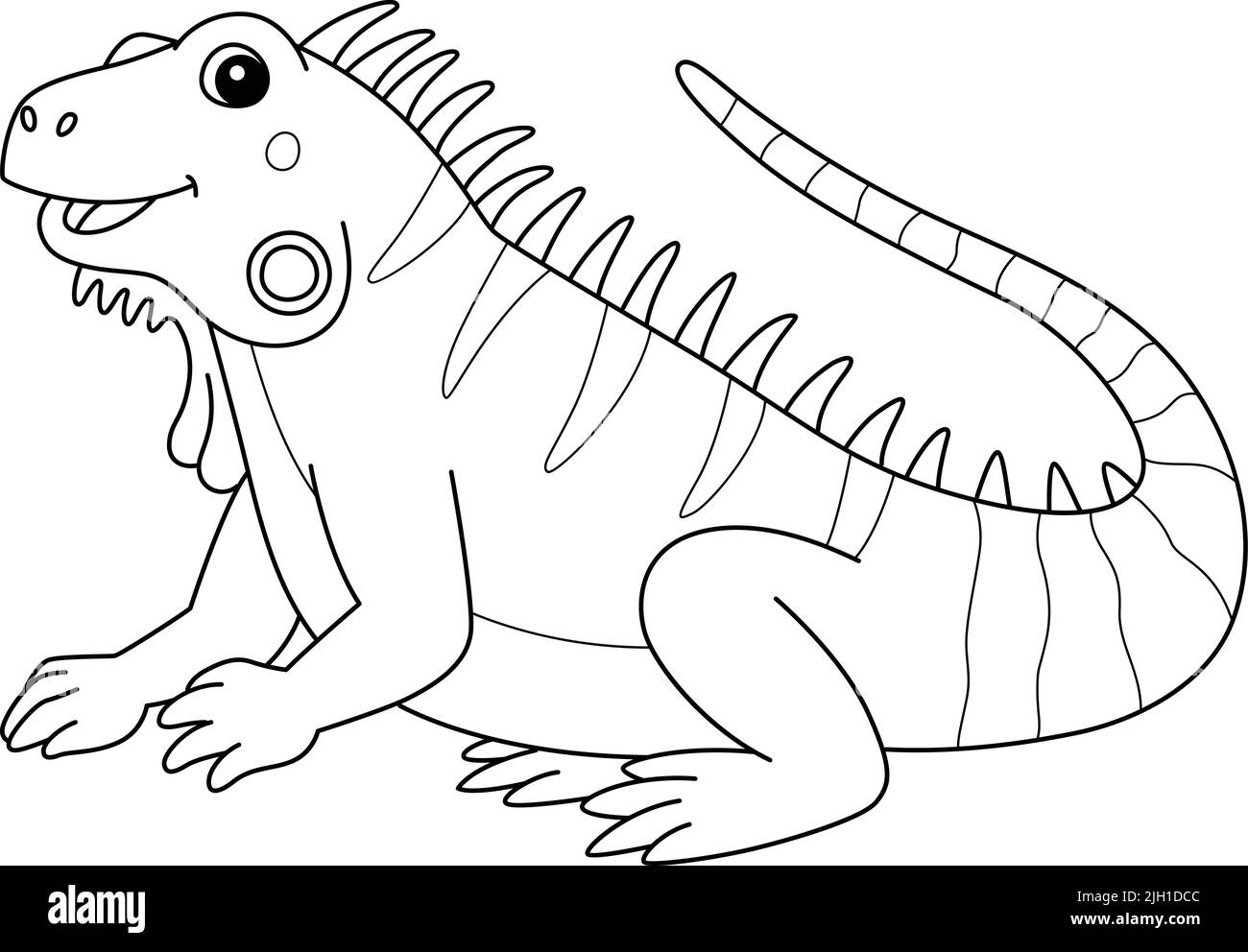 Iguana Tier Färbung Seite für Kinder Stock Vektor