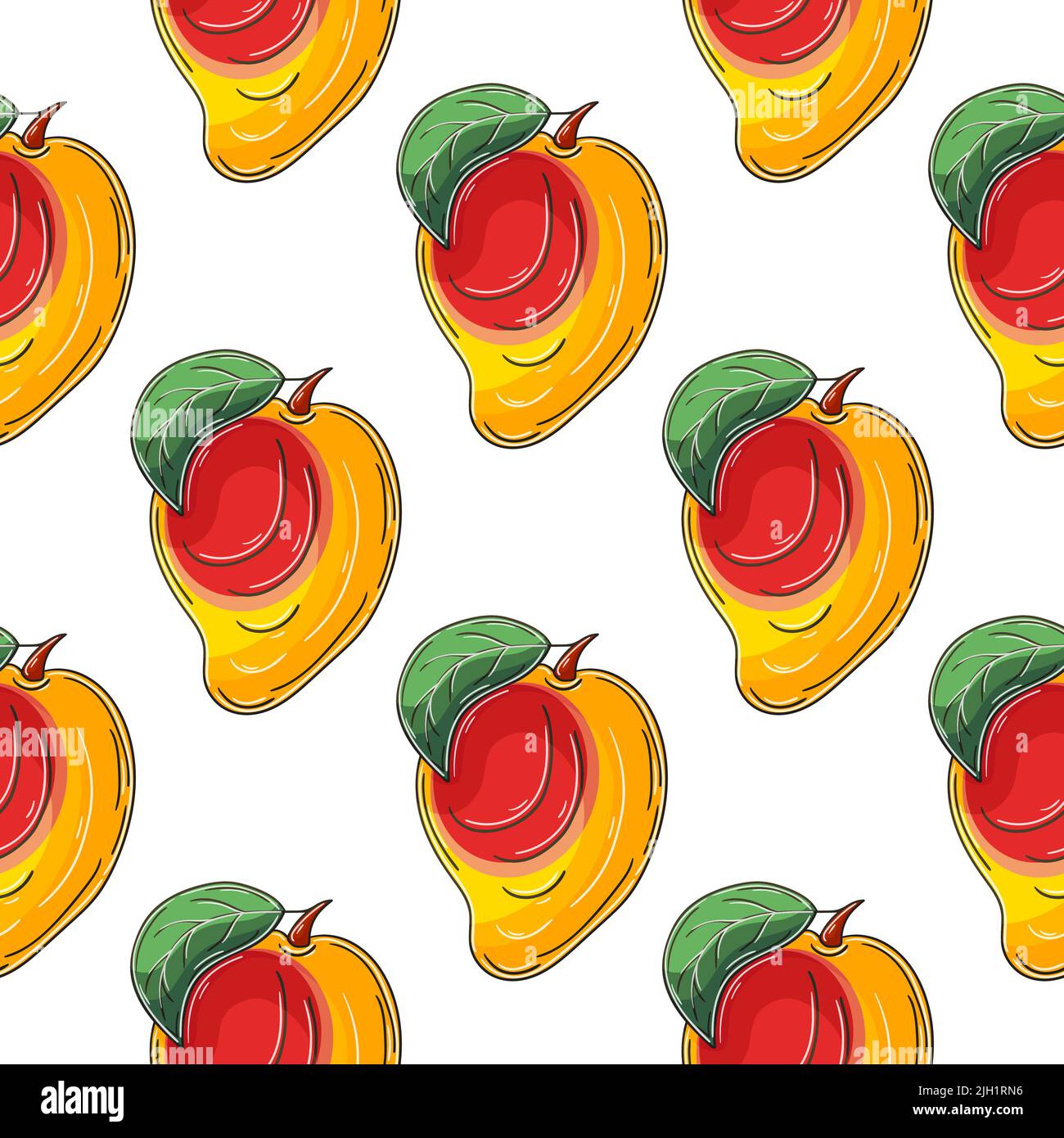 Mango. Nahtloses Muster für Küche, Restaurant oder Geschäft. Abbildung im Handzeichnen-Stil. Kann für Stoff verwendet werden Stock Vektor