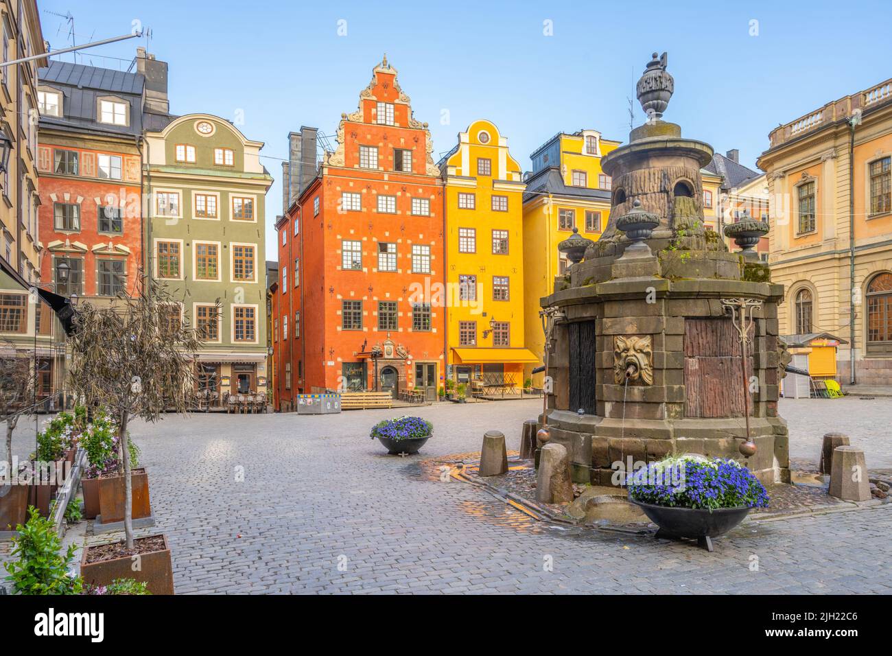 Bunte Häuser des Grand Square in Stockholm Stockfoto