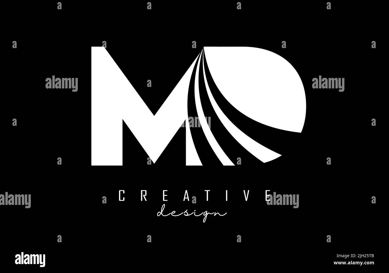 Kreatives, weißes MD m d-Logo mit Linien und Straßenkonzept. Buchstaben mit geometrischem Design. Vektorgrafik mit Buchstabe und Kreat Stock Vektor