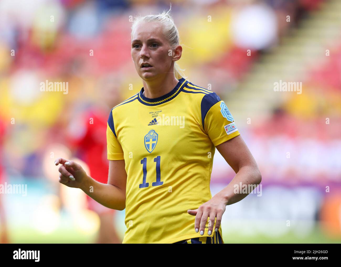 Sheffield, England, 13.. Juli 2022. Stina Blackstenius aus Schweden beim Spiel der UEFA Women's European Championship 2022 in Bramall Lane, Sheffield. Bildnachweis sollte lauten: Jonathan Moscrop / Sportimage Stockfoto