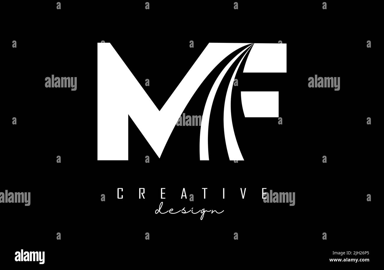 Kreatives weißes MF M F-Logo mit Linien und Straßenkonzept. Buchstaben mit geometrischem Design. Vektorgrafik mit Buchstabe und Kreat Stock Vektor
