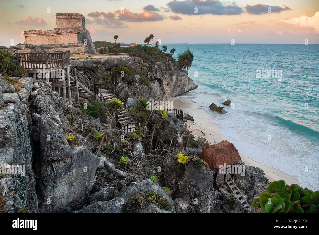 Ruinen von tulum die berühmte Küstenstadt der mayas Stockfoto