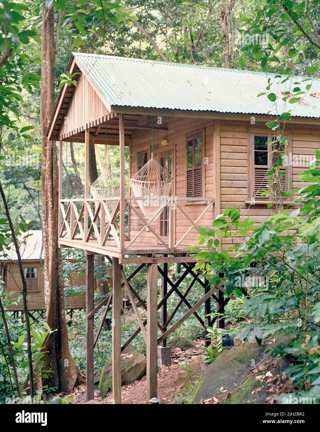 Cottage #24 im Jungle Bay Resort. Dominica Stockfoto